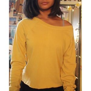 Mustard Yellow Off The Shoulder Cropped Sweatshirt